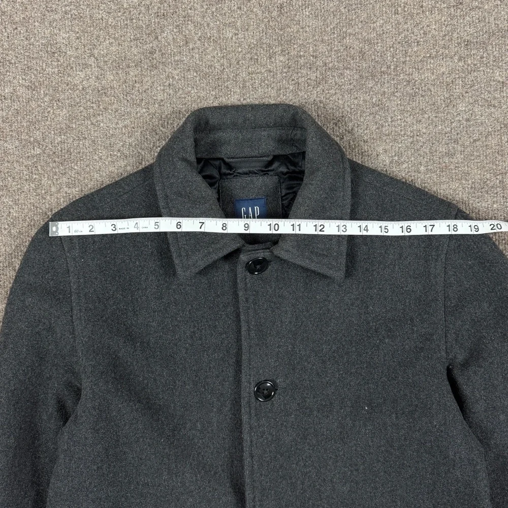 Gap Grey Wool Blend Single Breasted Short Overcoat Mens Small Preppy Quilt Lined